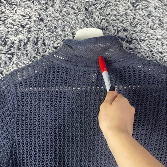 CABI Open Knit Sweater Cardigan Womens SZ M Croc‎ Linen Cotton Ramie Coquette - Picture 6 of 8